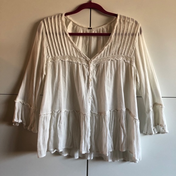 FREE PEOPLE WHITE sweet TOP - Picture 2 of 6